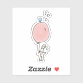 気球を持ったかわいいバニー シール (シート)