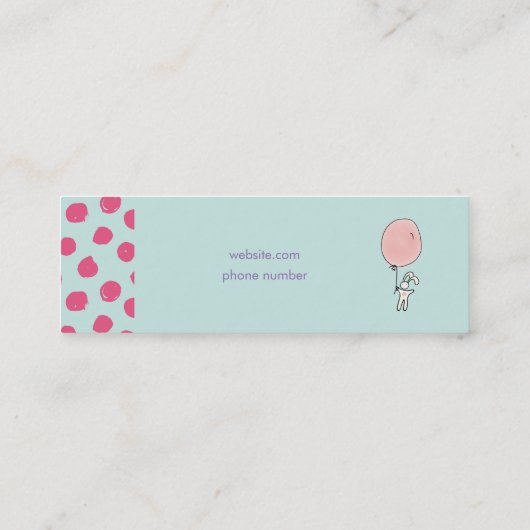 気球を持ったかわいいバニー スキニー名刺 (裏面)