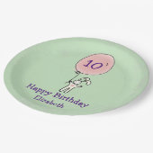 気球を持ったかわいいバニー ペーパープレート (アングル)