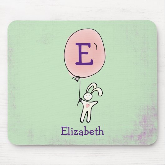 気球を持ったかわいいバニー マウスパッド (正面)