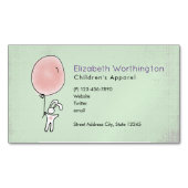 気球を持ったかわいいバニー マグネット名刺 (正面)