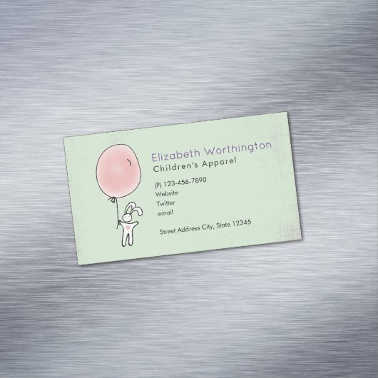 気球を持ったかわいいバニー マグネット名刺 (インサイチュ)