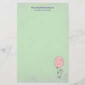 気球を持ったかわいいバニー 便箋 (正面)