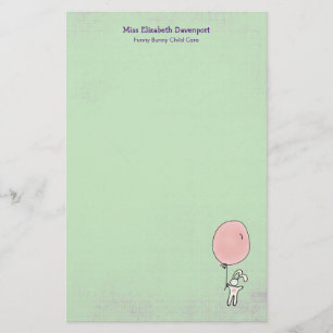 気球を持ったかわいいバニー 便箋