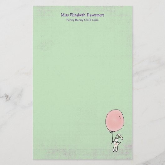 気球を持ったかわいいバニー 便箋 (正面)