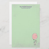 気球を持ったかわいいバニー 便箋 (正面/裏面)