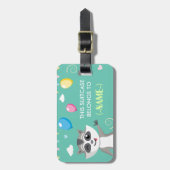 気球を持つかわいくよくはしゃぐでおもしろいなアライグマ ラゲッジタグ (正面縦)