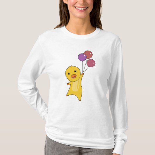気球を持つアヒルのハエのための甘い動物 Tシャツ (正面)