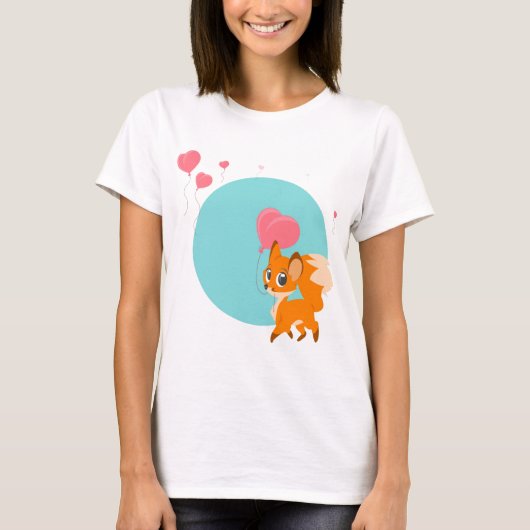 気球を持つ少しキツネ Tシャツ (正面)