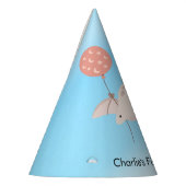 気球を持つ幸せなプテロサウルス恐竜と パーティーハット (左)