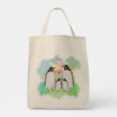 気球を持つ幸せなペンギンのカラフル科 トートバッグ (裏面)