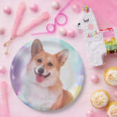 気球を持つ微笑のペンブロークのウェルシュコーギー ペーパープレート (パーティー)