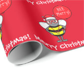 気球を持つ漫画の蜂: メリーがあって下さい ラッピングペーパー (ロールコーナー)