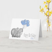 気球を持つ第1誕生日象 カード (黄色い花)