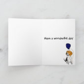 気球を握っているおもしろいなビーグル犬 カード (内部)