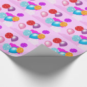気球カラフルと雲のピンクの贈り物 ラッピングペーパー (角)