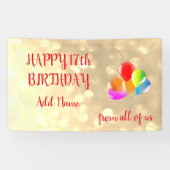 気球カラフルデザインハッピー17誕生日 横断幕 (横)