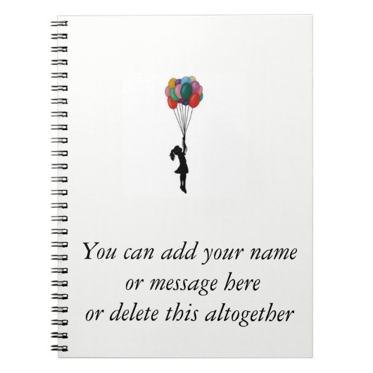 気球メモ帳、ノートを持つ女の子 ノートブック (正面)