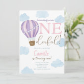 気球ワンダフル1歳誕生日招待状 招待状 (スタンド正面)