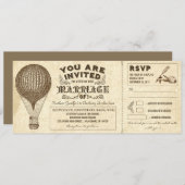 気球ヴィンテージタイポグラフィ結婚式招待状 招待状 (正面/裏面)