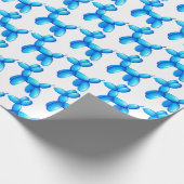 気球動物のプードル犬の青パターン ラッピングペーパー (角)