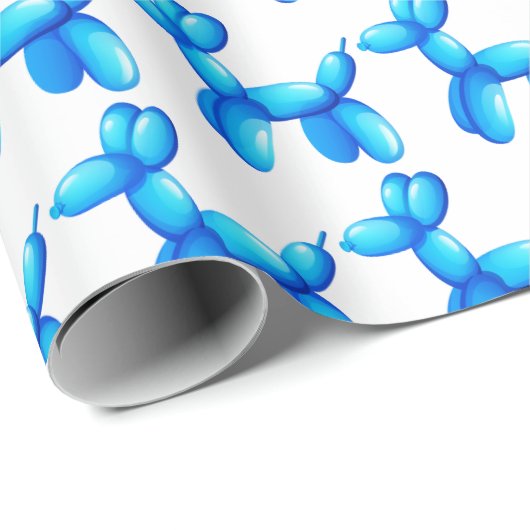 気球動物のプードル犬の青パターン ラッピングペーパー (ロールコーナー)