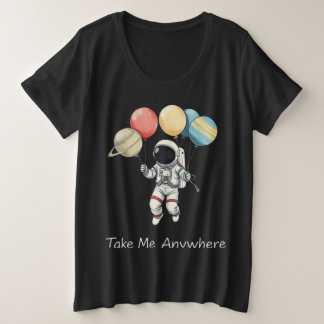 気球惑星宇宙飛行士 プラスサイズTシャツ