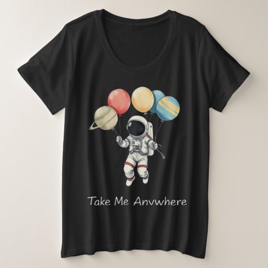 気球惑星宇宙飛行士 プラスサイズTシャツ (デザイン正面)
