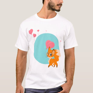 気球日のキツネのワイシャツ Tシャツ
