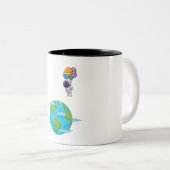 気球着陸地付き宇宙飛行士 ツートーンマグカップ (正面右)