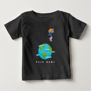 気球着陸地付き宇宙飛行士 ベビーTシャツ