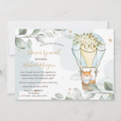 気球、キツネ、雲、星、ベビーシャワー（郵便） 招待状 (正面)