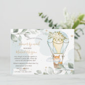 気球、キツネ、雲、星、ベビーシャワー（郵便） 招待状 (スタンド正面)