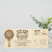 気球 ヴィンテージ タイポグラフィー 結婚式の披露宴 招待状 (スタンド正面)