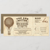 気球 ヴィンテージ タイポグラフィー 結婚式の披露宴 招待状 (正面/裏面)