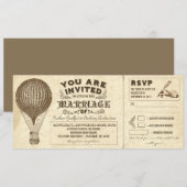 気球 ヴィンテージ タイポグラフィー 結婚式の招待状 招待状 (正面/裏面)