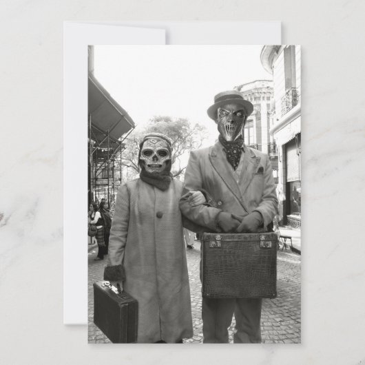 気紛れなヴィンテージのカップルのハローウィンパーティ 招待状 (正面)