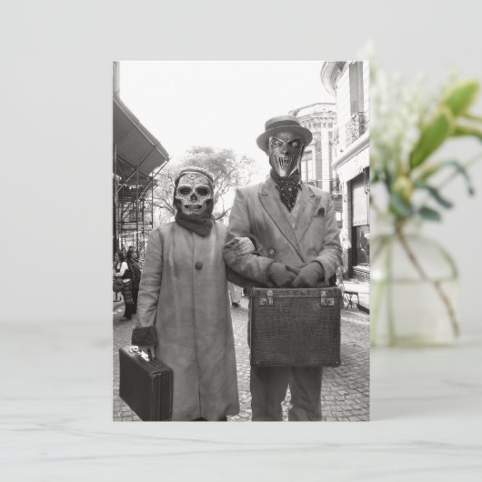 気紛れなヴィンテージのカップルのハローウィンパーティ 招待状 (スタンド正面)