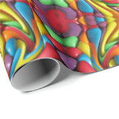 気紛れなTikiの赤いヴィンテージのフラクタルの万華鏡のように千変万化するパターン ラッピングペーパー (ロールコーナー)