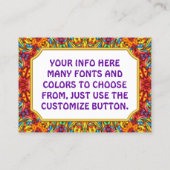 気紛れなTikiの赤いヴィンテージのフラクタルの万華鏡のように千変万化するパターン 名刺 (裏面)