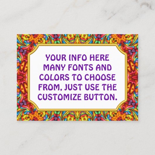 気紛れなTikiの赤いヴィンテージのフラクタルの万華鏡のように千変万化するパターン 名刺 (裏面)