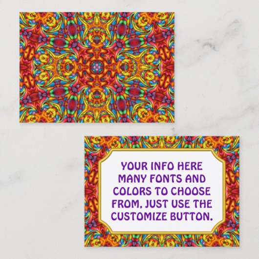 気紛れなTikiの赤いヴィンテージのフラクタルの万華鏡のように千変万化するパターン 名刺 (正面/裏面)