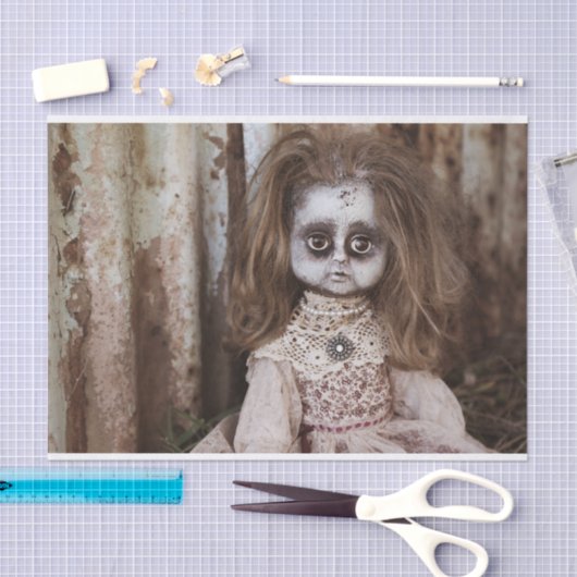 気色悪いゴシック様式磁器の人形のビクトリア時代の人のゴシック 薄葉紙 (クラフト)