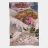 気色悪いサンタクロースのかわいらしい女性のクリスマス キッチンタオル (縦)