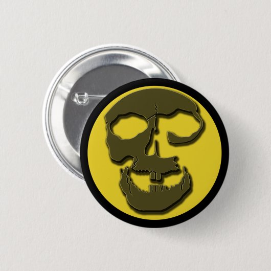気色悪いスカルの顔および満月プロダクト 缶バッジ (正面&裏面)