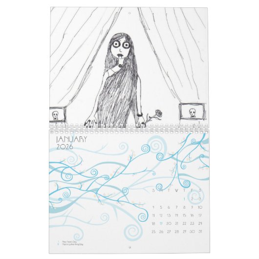 気色悪い年 カレンダー (1月 2026)