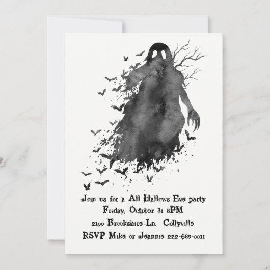 気色悪い幽霊のハローウィンパーティの招待状 招待状 (正面)