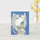 気色悪い猫のメッセージカード カード (黄色い花)