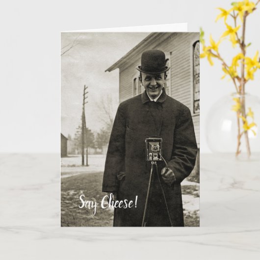 気色悪い1890年代はチーズカメラの人の写真を言います カード (黄色い花)