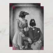 気色悪くビクトリアンなワタリガラス家族のハローウィンパーティ 招待状 (正面/裏面)